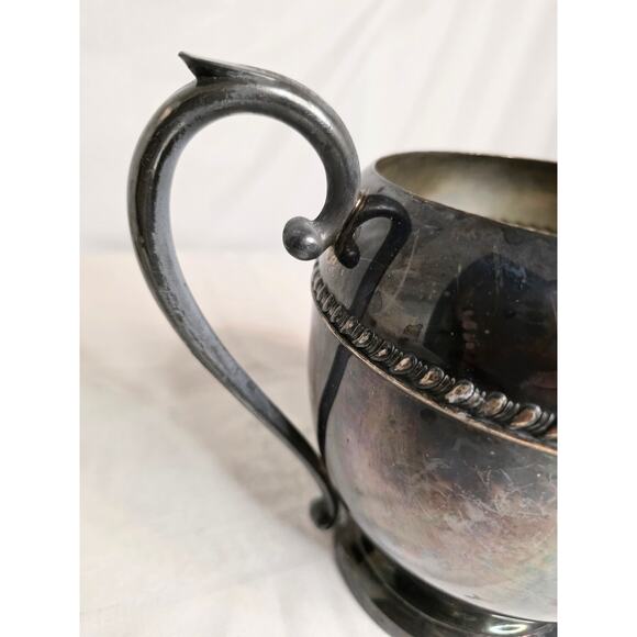 Vintage Sheridan Silver on Copper Water Pitcher Ice Lip Handle 64 oz. Tarnished - Picture 2 of 7